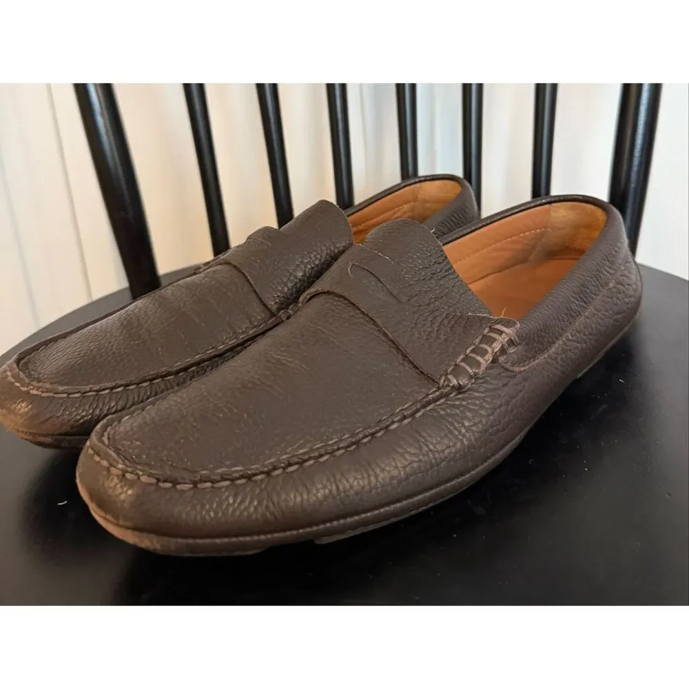 BOSS Hugo Boss brown leather loafers size 9